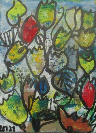 Frühlingsblumen Tulpen Original, Malerei, 40 x 30 cm Leinwand, acryl abstrakte Kunst Malerei,