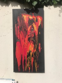 Menschen in schwarz - rot Acrylic Pouring Leinwand xl 50x100cm