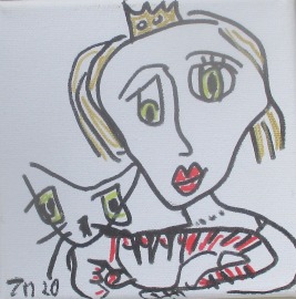 Prinzessin und Katze - 15x15 x2cm option Schattenfugenrahmen