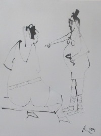 zwei Mädchen in Original-Malerei auf 30x40 cm Leinwand, Acryltusche