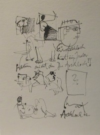 Tiere und Akte in Original-Zeichnung auf 50x37,5 cm auf Künstlerkarton Acryltusche