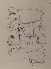 Tiere Original-Zeichnung auf 50x37,5 cm auf Künstlerkarton Acryltusche