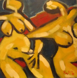 expressive gelbe Akte Malerei Original von 86 100x100 cm Kunst gespachtelt Unikat