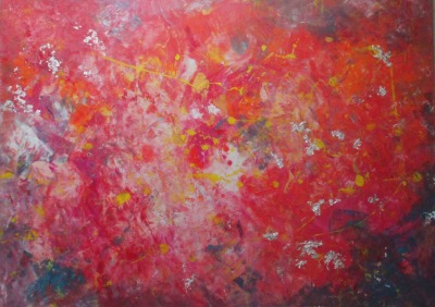 Abstrakt rot gold Original, Malerei, 100x140 cm Leinwand, abstrakte Kunst, Malerei,