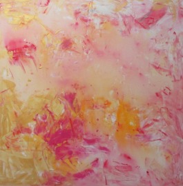 Abstrakte Kunst pink and golden 80x80 cm Acrylmalerei expressive informele Malerei