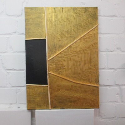 goldenes Strukturbild - Texture art boho Sandbild 70x50x2cm