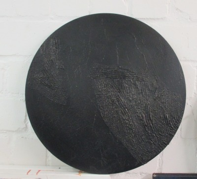 monochrome Strukturbilder in rund - Texture art schwarz Sandbild 40x40x2cm