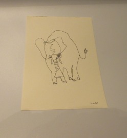 Elefant Zeichnung- Tusche Gouache Aquarell 21x15 schwarz weiss