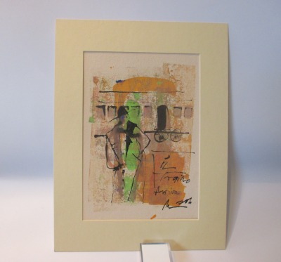 Stadtszene Original Zeichnung auf Künstlerpapier - 32x24cm in PP 30x40 mit Bambusfeder - farbige Tu