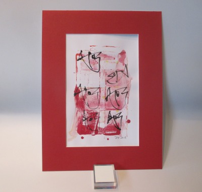 rote Fische Original Zeichnung auf Künstlerpapier - 32x24cm in PP 30x40 mit Bambusfeder - farbige T