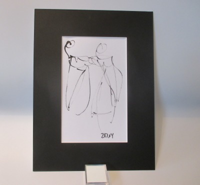 Tänzerinnen s/W Original Zeichnung auf Künstlerpapier - 32x24cm in PP 30x40 mit Bambusfeder -