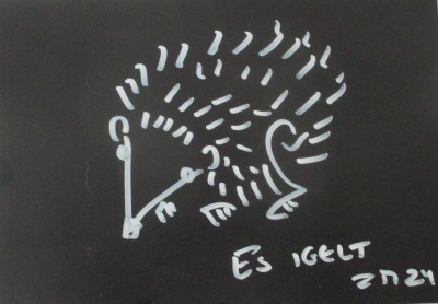 Igel- Original Zeichnung auf dickem Karton black/White Acryl 21x15 cm