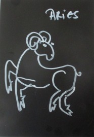 Widder - Sternzeichen - Zeichnung- Original AstrologieTusche Gouache Tier Aquarell 21x14cm Geburtsta