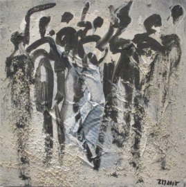 Tänzer in blackandwhite Original 30x30cm Acryl / schwarze Leinwand / Zeichnung