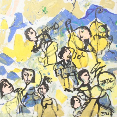 Jazz Musik Tanz 80x80 cm Oelmalerei expressive informele Malerei