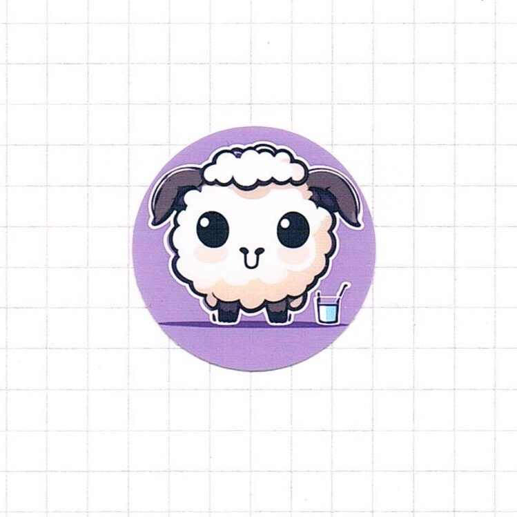 Happy Kawaii Schaf mit Erfrischung - Soo Cute - Sticker - 3x3cm 2