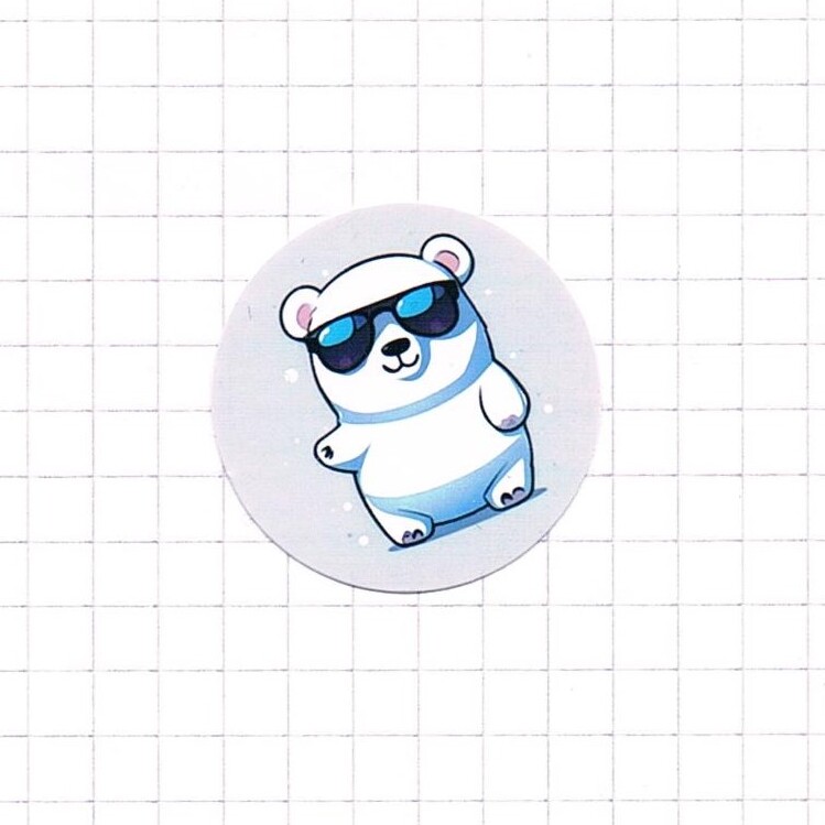 Cooler Cute Kawaii Eisbär mit Sonnenbrille - Sticker - 3x3cm groß 2