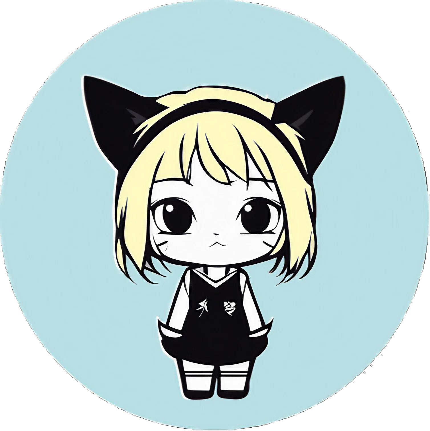 Blondes Cute Kawaii Katzen-Mädchen - Sticker - 3x3cm