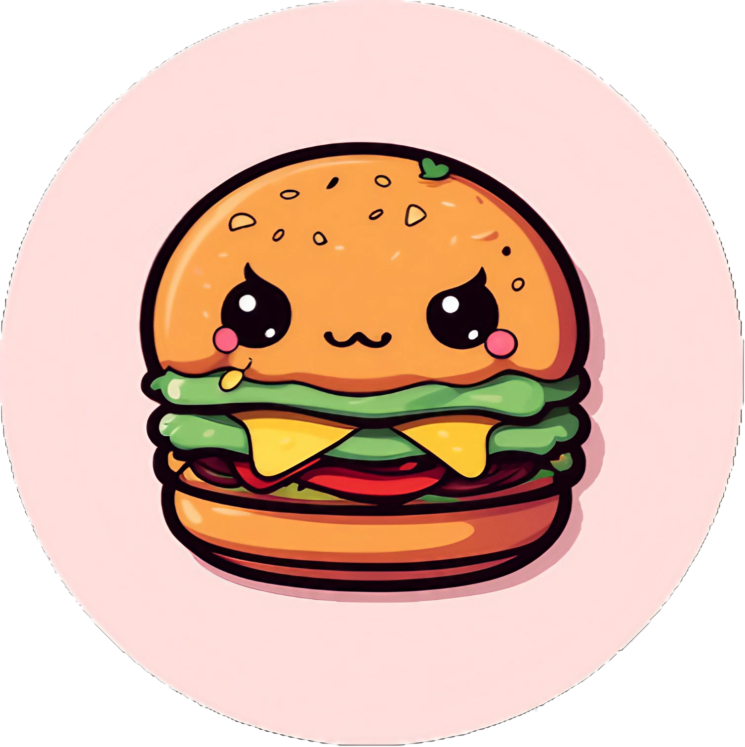 Böser Cute Kawaii Hamburger - Sticker - 3x3cm