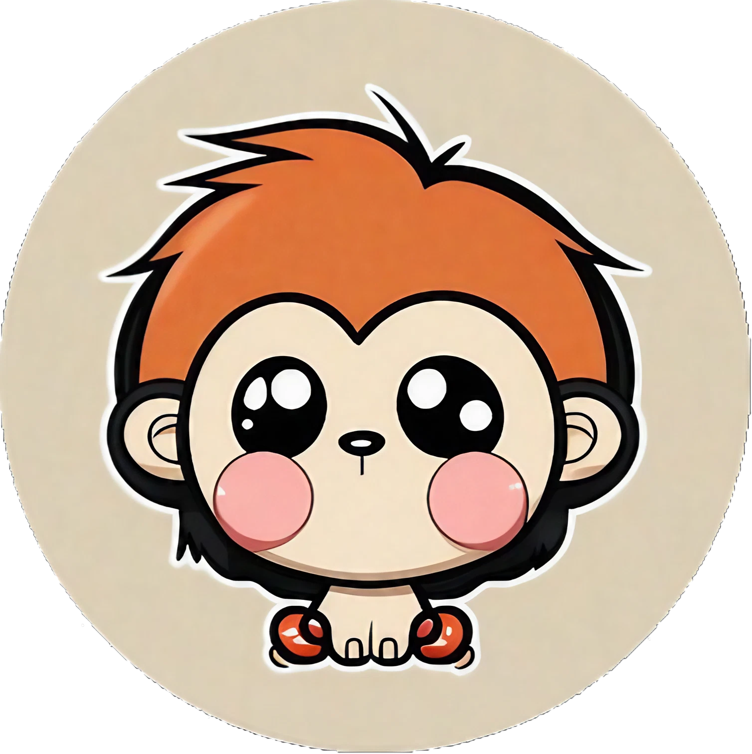 Cute Chibi glubschaugen Affe - Sticker - 3x3cm