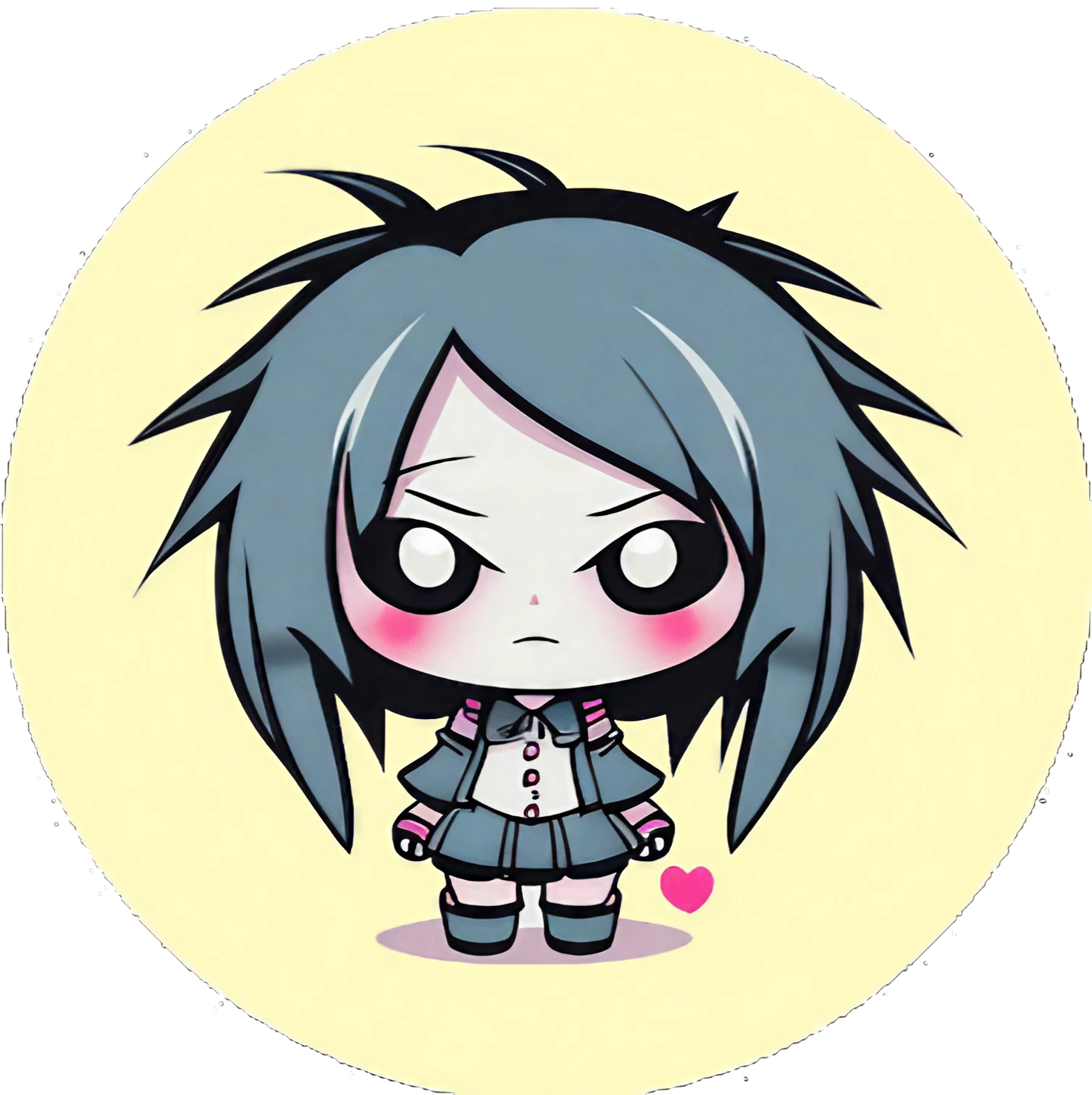 Cute Kawaii Gothic Girl Annabell - Sticker - 3x3cm