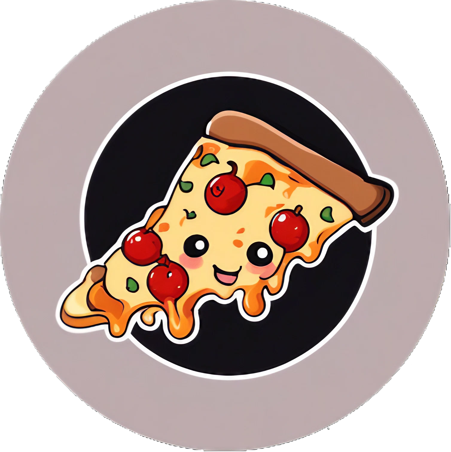 Cute Kawaii Pizzastück - So lecker - Sticker - 3x3cm