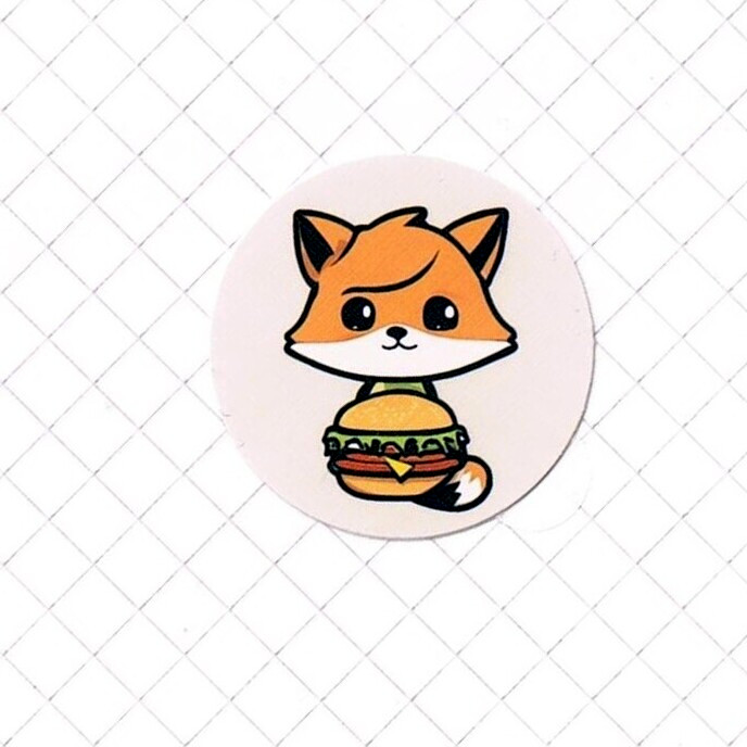 Cute Kawaii Anime Fuchs mit Cheeseburger - Supersüß - Sticker - 3x3cm 2