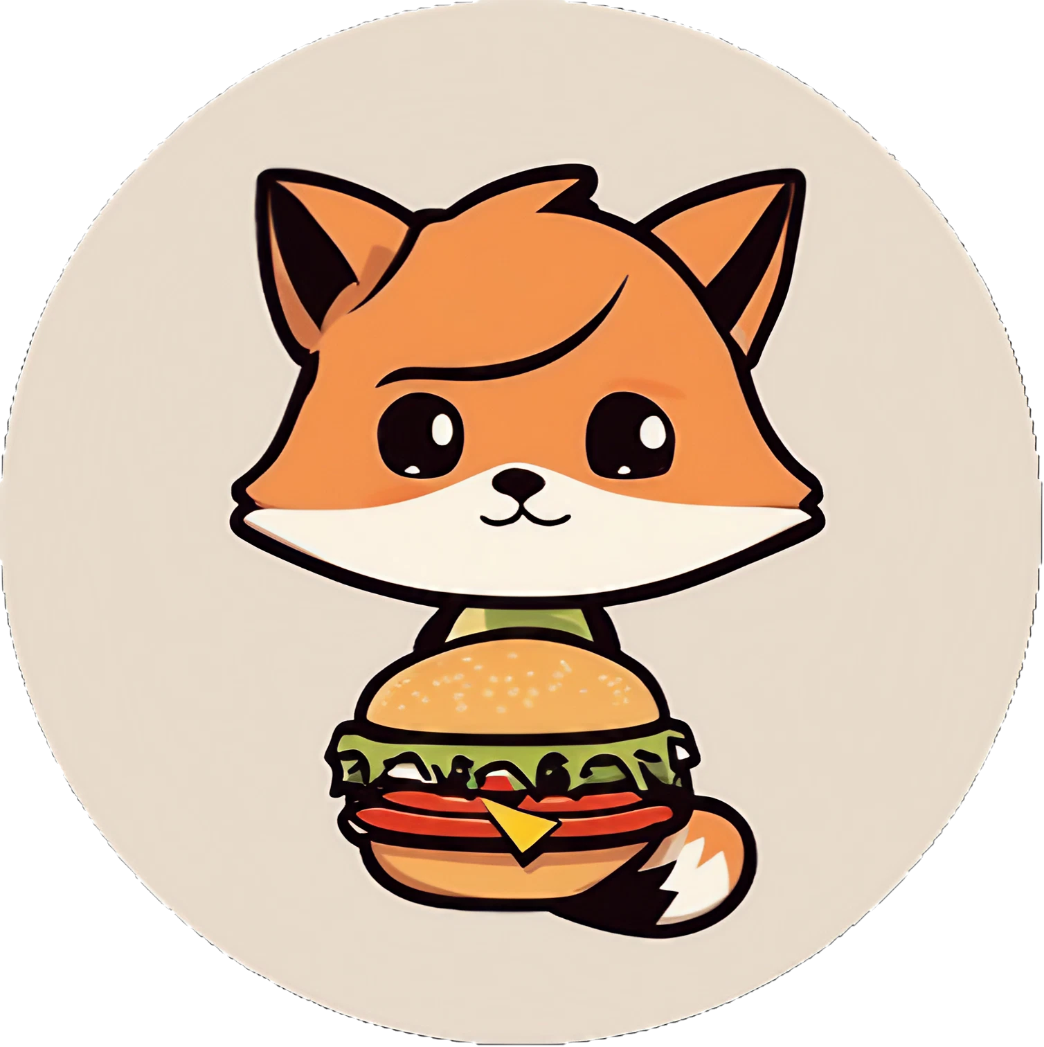 Cute Kawaii Anime Fuchs mit Cheeseburger - Supersüß - Sticker - 3x3cm
