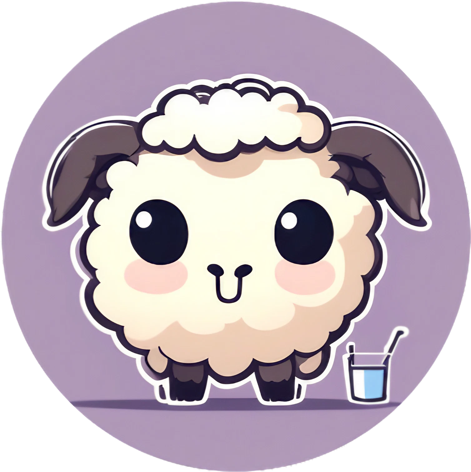 Happy Kawaii Schaf mit Erfrischung - Soo Cute - Sticker - 3x3cm