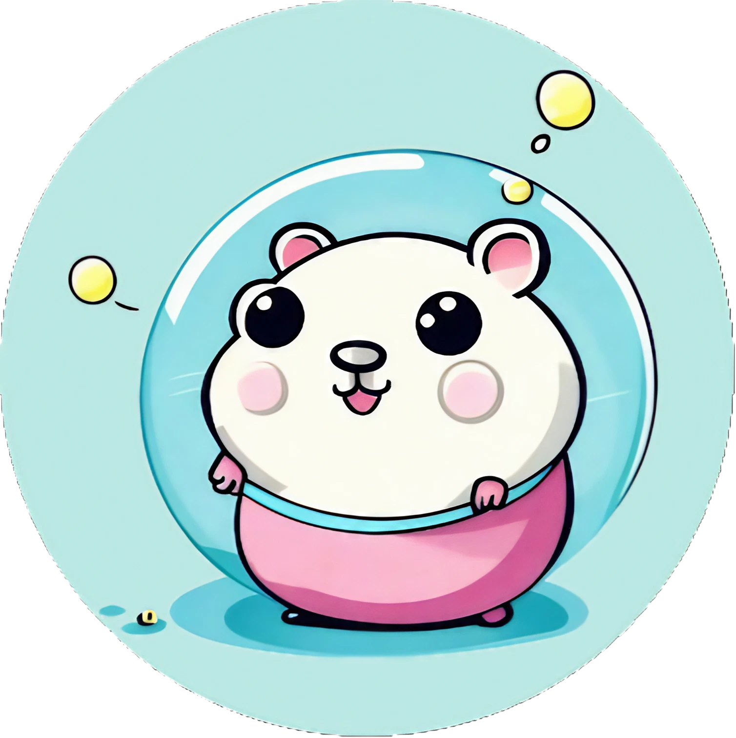 Luna, die süße kawaii Hamster-Dame im All - Sticker - 3x3cm