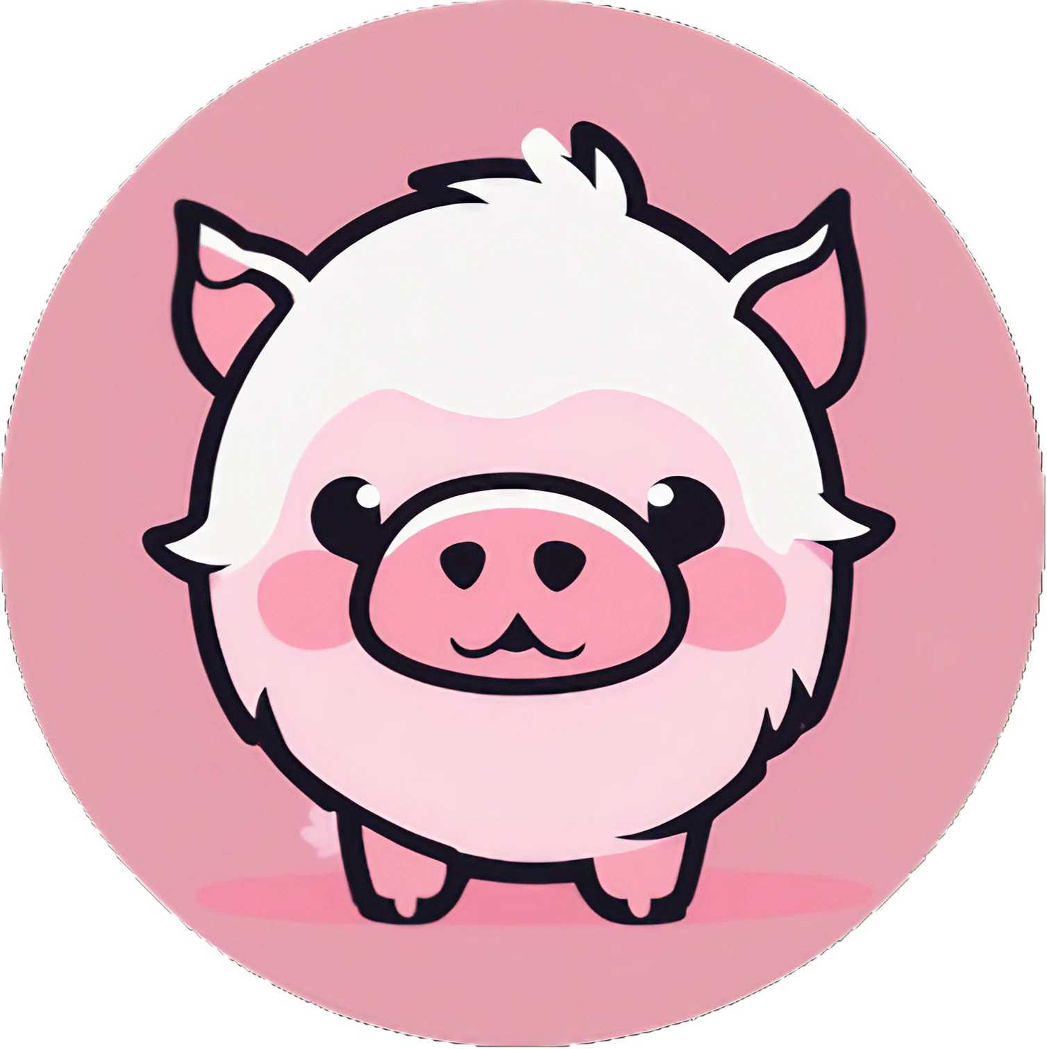 Flauschiges pinkes Kawaii Schweinchen - Soo Cute - Sticker - 3x3cm