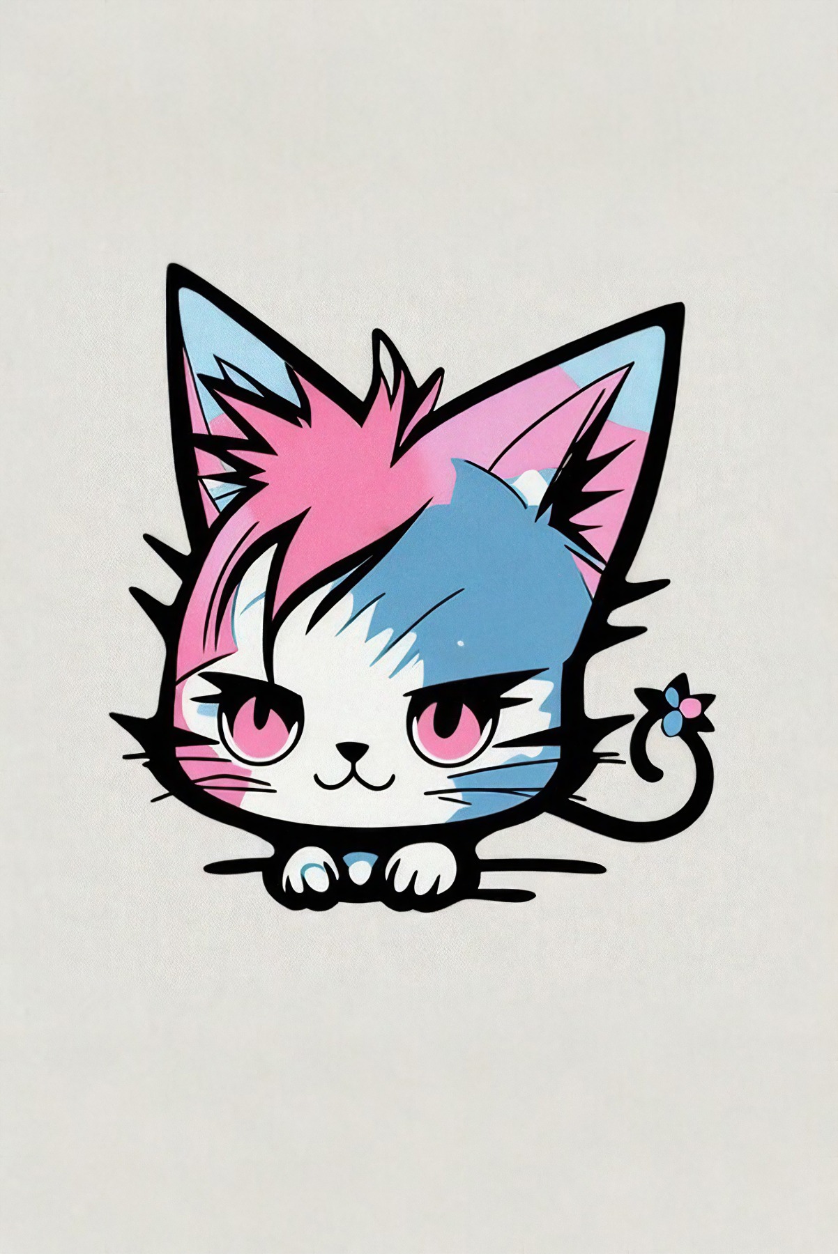 Punk Pink Chibi Katze - Mini Poster - 20x30cm