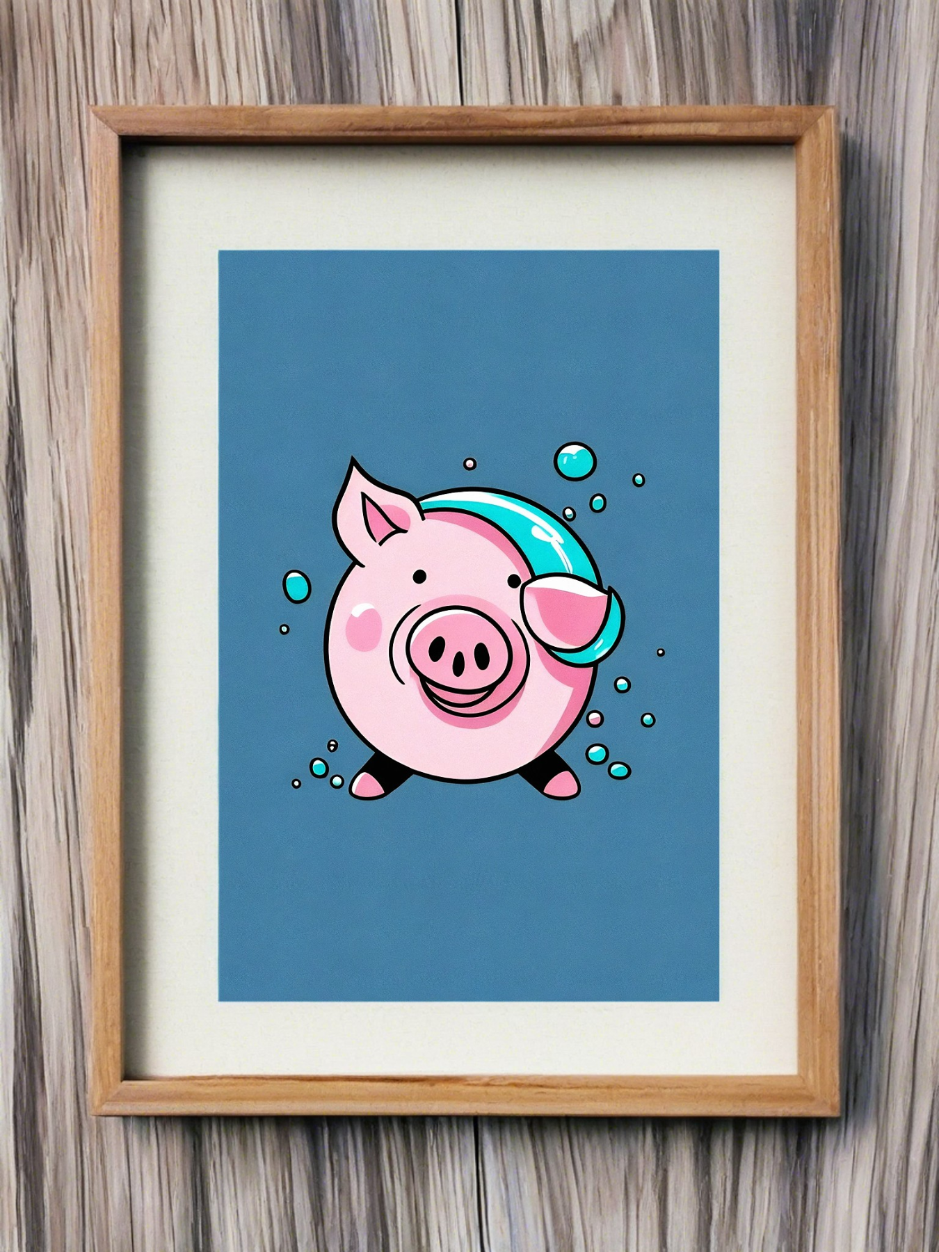 Schweinchen im Wasser - Mini Poster - 20x30cm 3