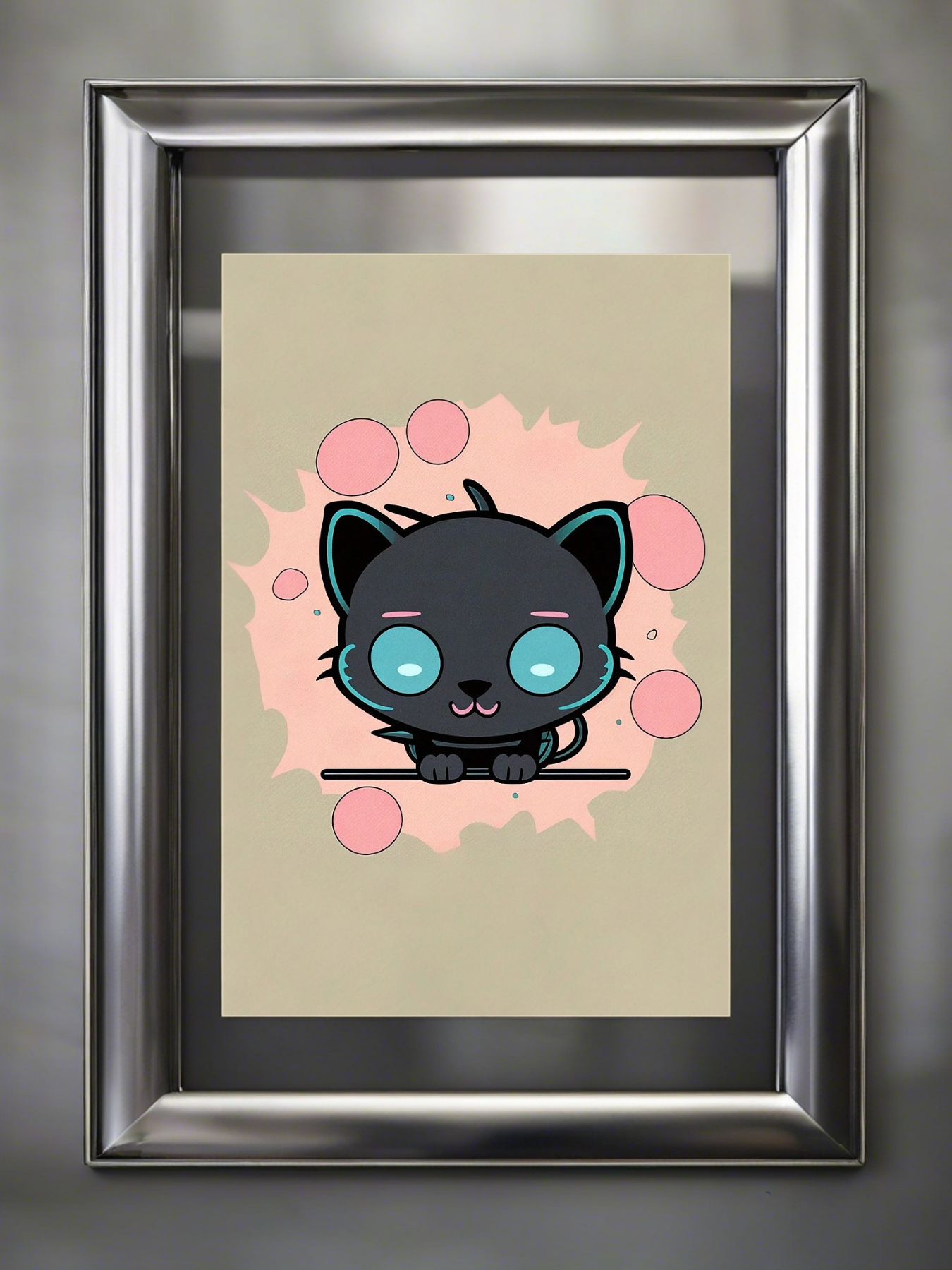 Süßer Chibi Panther mit pinken Blasen - Mini Poster - 20x30cm 3