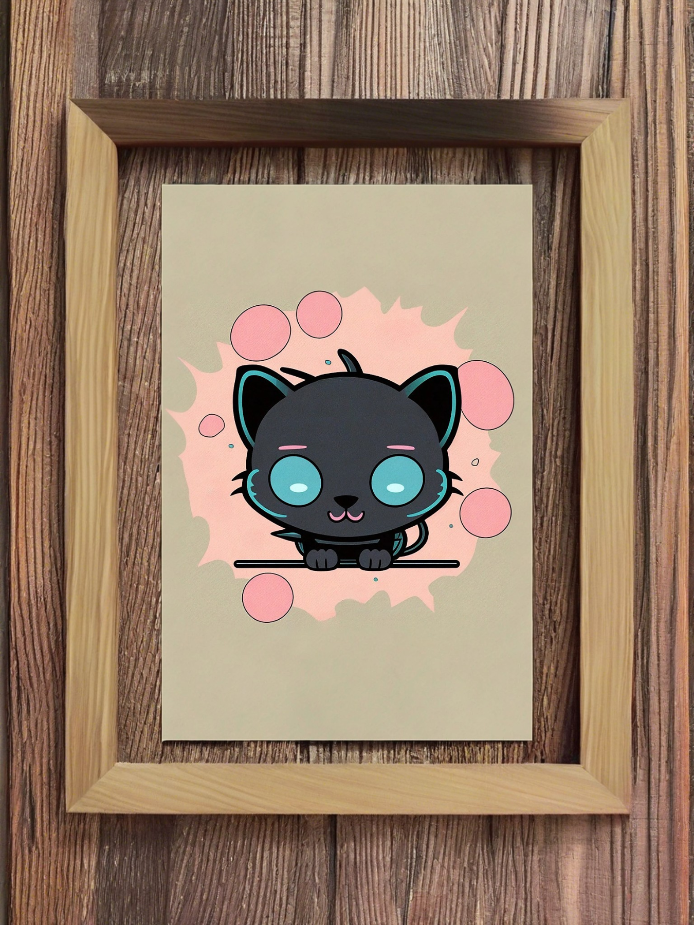 Süßer Chibi Panther mit pinken Blasen - Mini Poster - 20x30cm 5