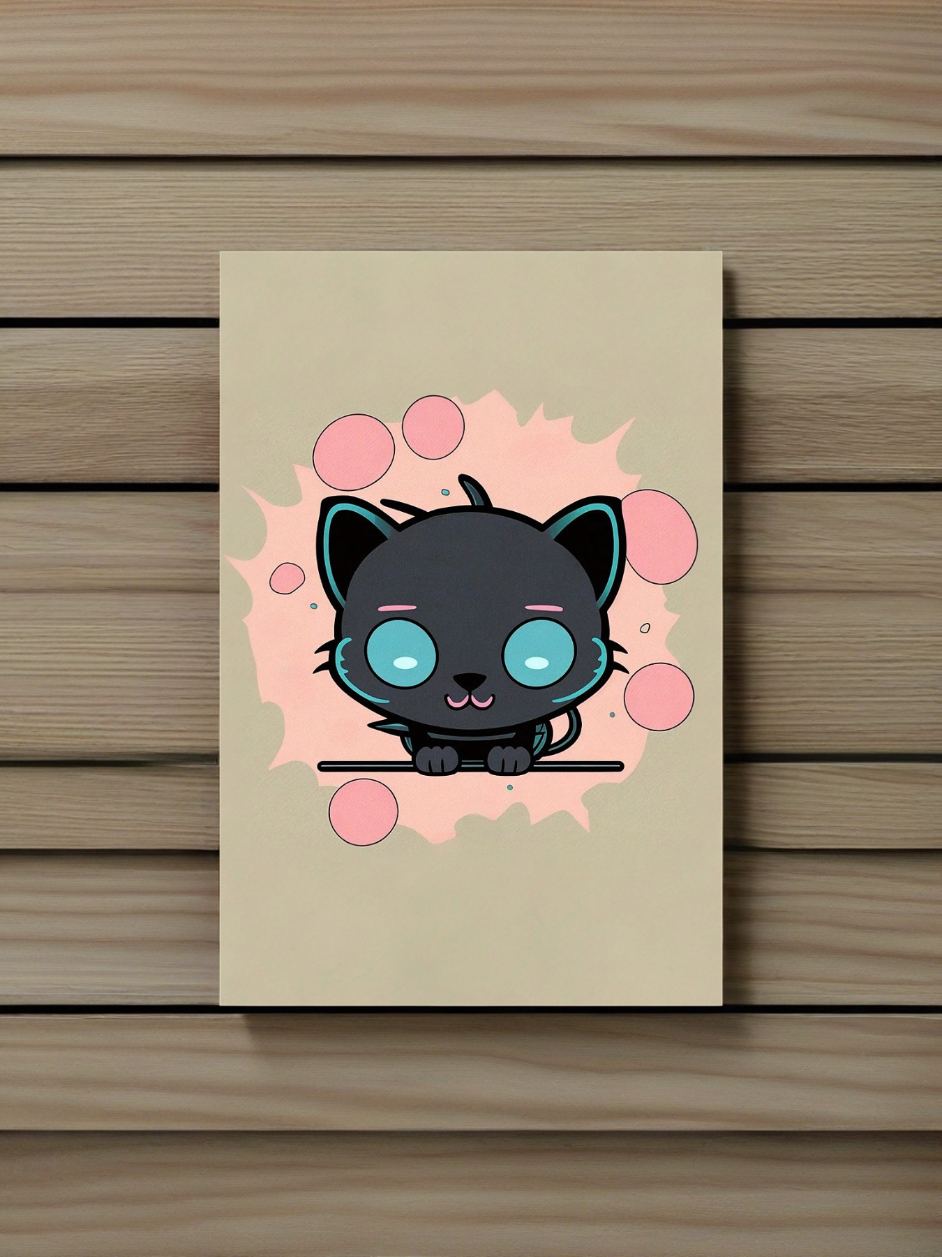 Süßer Chibi Panther mit pinken Blasen - Mini Poster - 20x30cm 2
