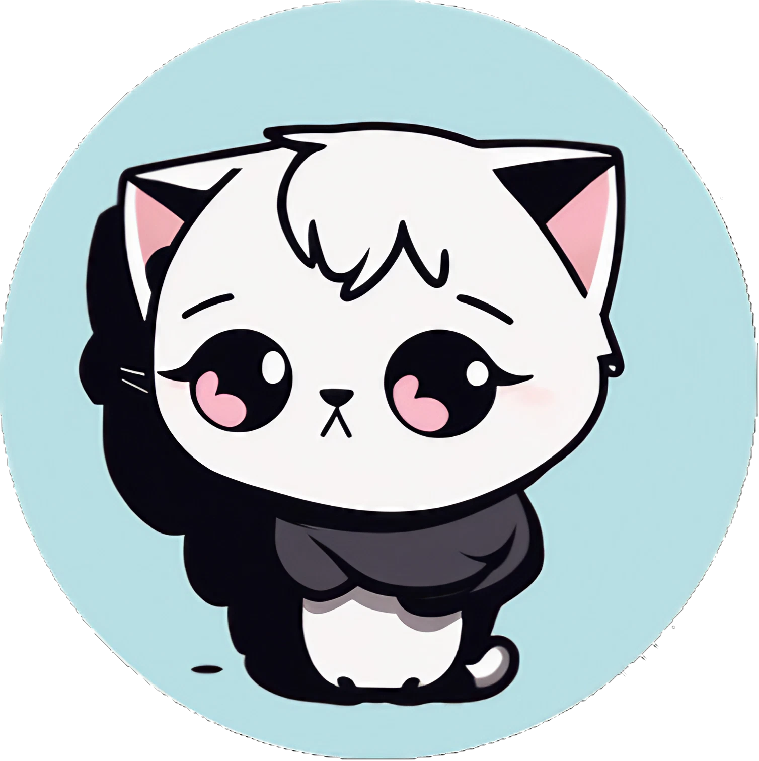 Trauriges Kawaii cute anime Katze - Sticker - 3x3cm
