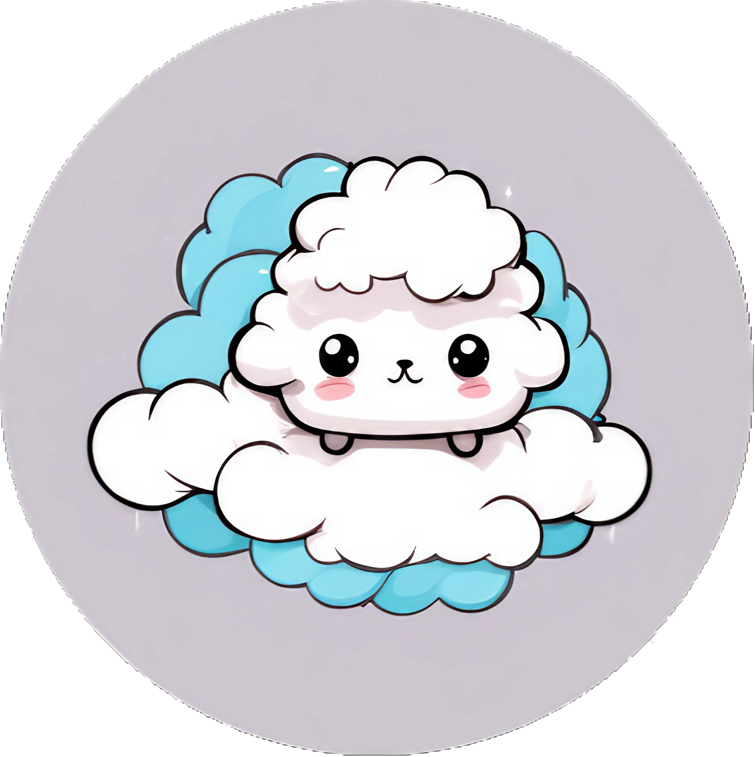 Kawaii Wolken Schaf - Sticker - 3x3cm