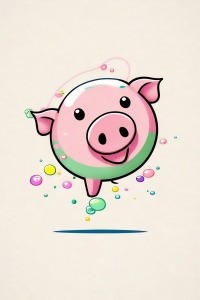 Glückliches Schwein im Kaugummiland - Mini Poster - 20x30cm
