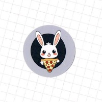 Cute Kawaii Pizza Hase - Sticker - 3x3cm 2