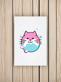 Lustige Kaugummi Katze 3 - Mini Poster - 20x30cm 2
