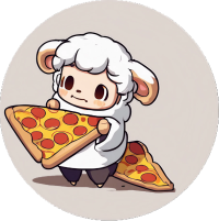 Kawaii Schäfchen mit Pizzastück - Sticker - 3x3cm