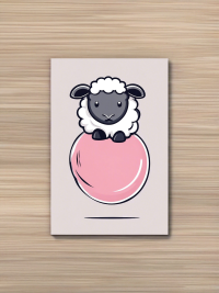 Schaf auf Kaugummiblase - Mini Poster - 20x30cm 2