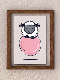 Schaf auf Kaugummiblase - Mini Poster - 20x30cm 3