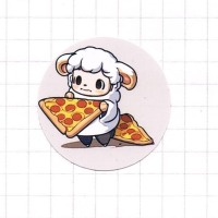 Kawaii Schäfchen mit Pizzastück - Sticker - 3x3cm 2