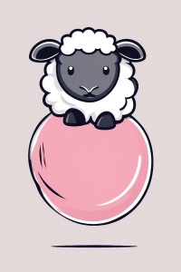 Schaf auf Kaugummiblase - Mini Poster - 20x30cm