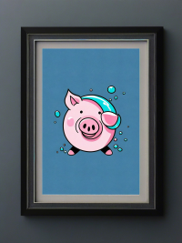Schweinchen im Wasser - Mini Poster - 20x30cm 5