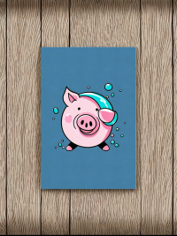 Schweinchen im Wasser - Mini Poster - 20x30cm 2