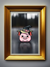 Cute Kawaii Hexen-Ferkel im dunklen Wald - Mini Poster - 20x30cm 2