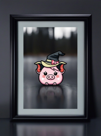 Cute Kawaii Hexen-Ferkel im dunklen Wald - Mini Poster - 20x30cm 3